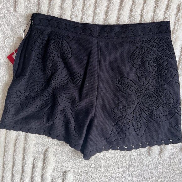 Valentino Floral Patterned High Waist Shorts Black Size 48/ XL -$1600- NWT - Picture 4 of 9
